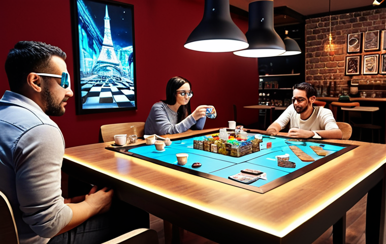 **Prompt:** A vibrant and bustling board game museum interior, showcasing diverse historical board games (chess, backgammon, Monopoly) displayed in glass cases and on interactive tables. Families are playing games, surrounded by colorful exhibits and historical artifacts. Focus on the atmosphere of discovery and learning, using warm lighting and a slightly wide-angle lens to capture the museum's scale. Include elements of Turkish culture subtly integrated in the museum design.